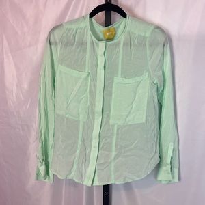 Anthropologie Maeve Green Long Sleeve Blouse, size 4